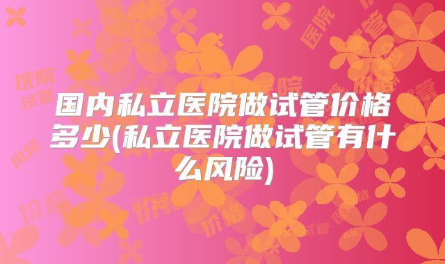 国内私立医院做试管价格多少(私立医院做试管有什么风险)