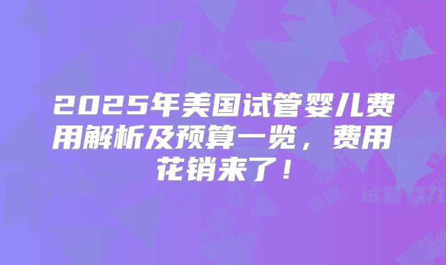 2025年美国试管婴儿费用解析及预算一览，费用花销来了！