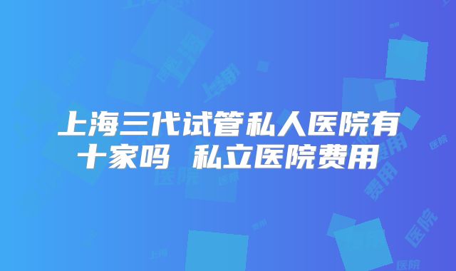 上海三代试管私人医院有十家吗 私立医院费用