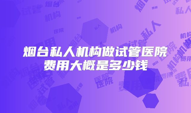 烟台私人机构做试管医院费用大概是多少钱