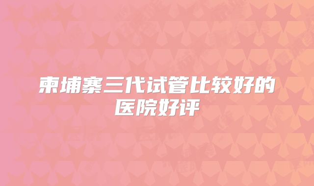柬埔寨三代试管比较好的医院好评