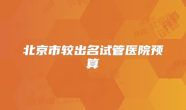 北京市较出名试管医院预算