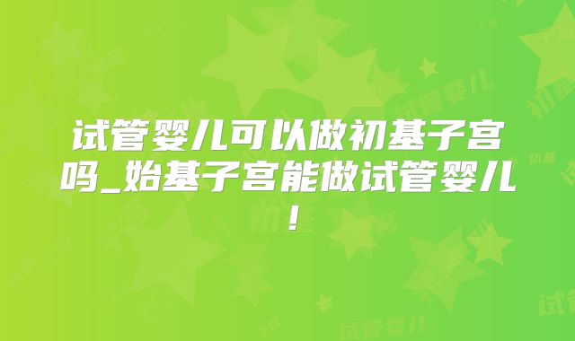试管婴儿可以做初基子宫吗_始基子宫能做试管婴儿!