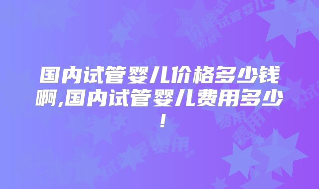 国内试管婴儿价格多少钱啊,国内试管婴儿费用多少！