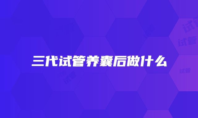 三代试管养囊后做什么