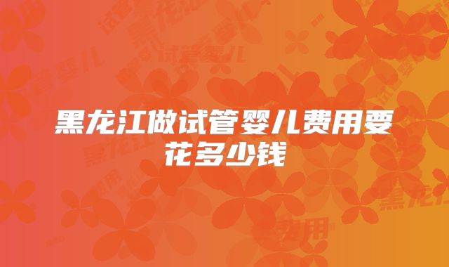 黑龙江做试管婴儿费用要花多少钱
