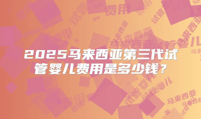 2025马来西亚第三代试管婴儿费用是多少钱?