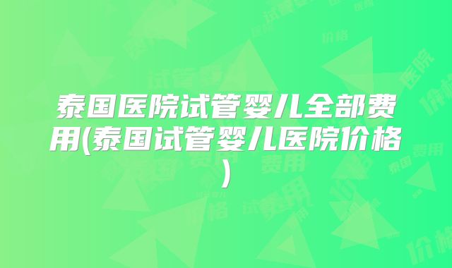 泰国医院试管婴儿全部费用(泰国试管婴儿医院价格)