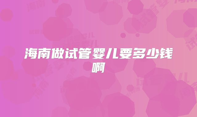 海南做试管婴儿要多少钱啊