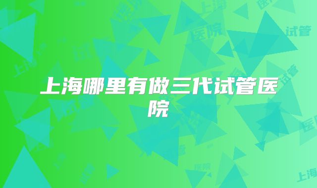上海哪里有做三代试管医院