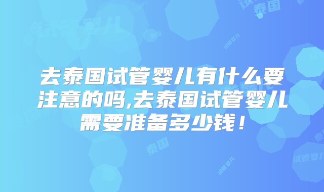去泰国试管婴儿有什么要注意的吗,去泰国试管婴儿需要准备多少钱!