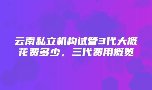 云南私立机构试管3代大概花费多少，三代费用概览