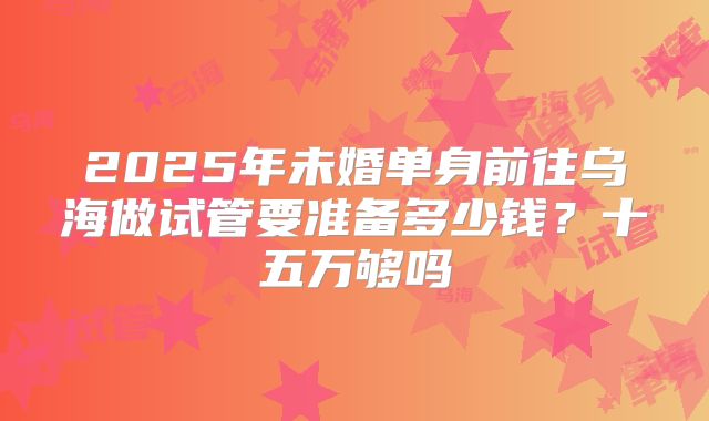 2025年未婚单身前往乌海做试管要准备多少钱?十五万够吗
