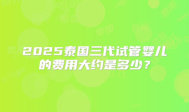 2025泰国三代试管婴儿的费用大约是多少？