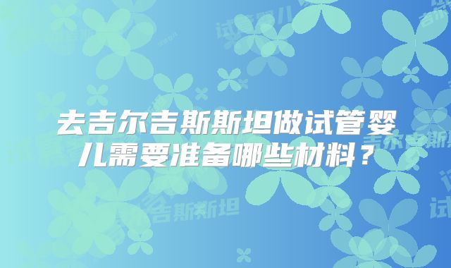 去吉尔吉斯斯坦做试管婴儿需要准备哪些材料？