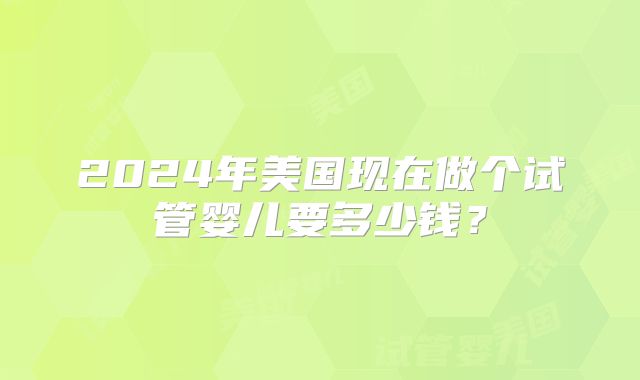2024年美国现在做个试管婴儿要多少钱?