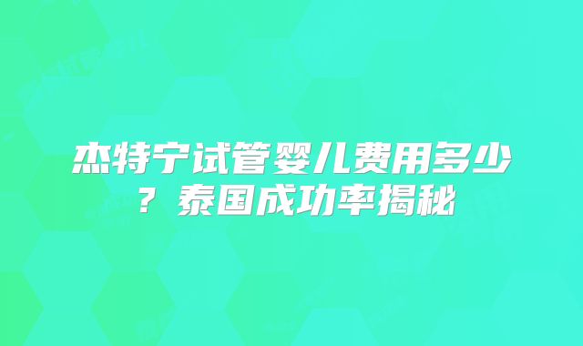杰特宁试管婴儿费用多少?泰国成功率揭秘