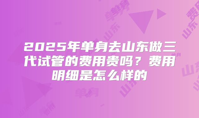 2025年单身去山东做三代试管的费用贵吗？费用明细是怎么样的