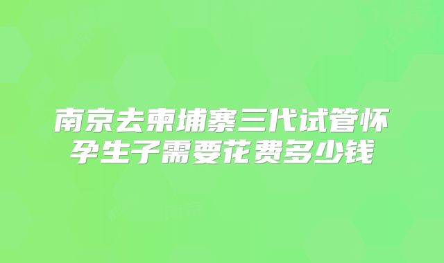 南京去柬埔寨三代试管怀孕生子需要花费多少钱