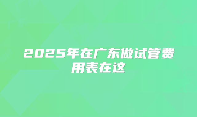 2025年在广东做试管费用表在这