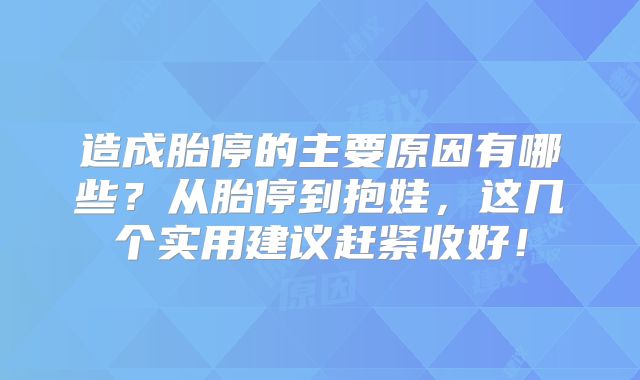 造成胎停的主要原因有哪些?从胎停到抱娃,这几个实用建议赶紧收好!