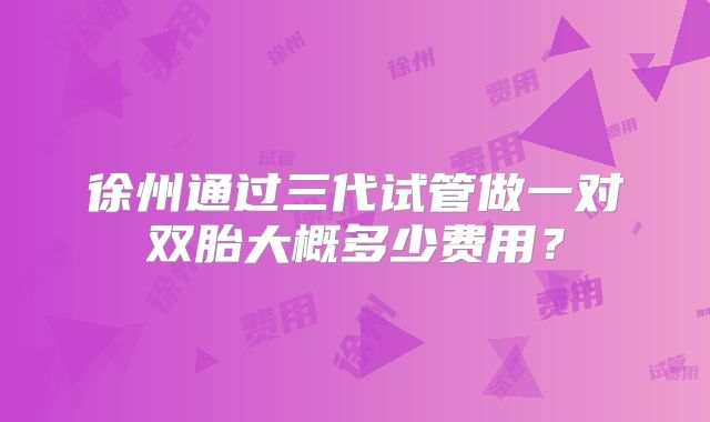 徐州通过三代试管做一对双胎大概多少费用?