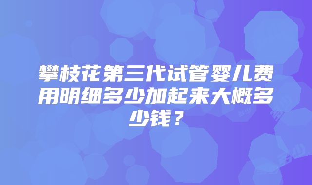 攀枝花第三代试管婴儿费用明细多少加起来大概多少钱?