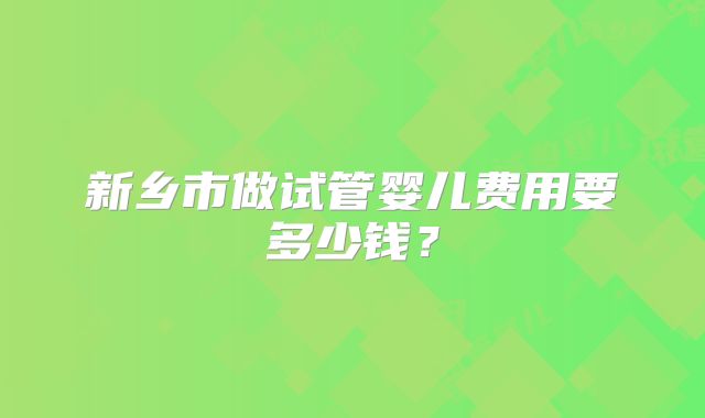 新乡市做试管婴儿费用要多少钱？