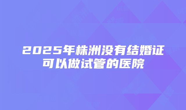 2025年株洲没有结婚证可以做试管的医院
