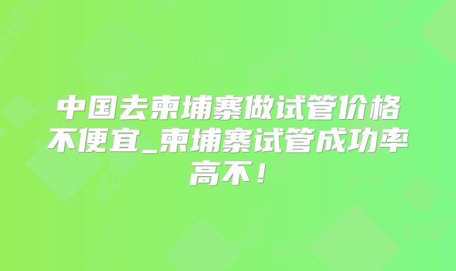 中国去柬埔寨做试管价格不便宜_柬埔寨试管成功率高不！