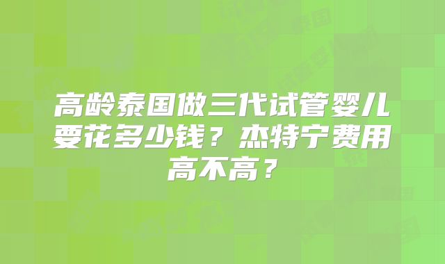 高龄泰国做三代试管婴儿要花多少钱？杰特宁费用高不高？