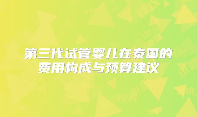 第三代试管婴儿在泰国的费用构成与预算建议