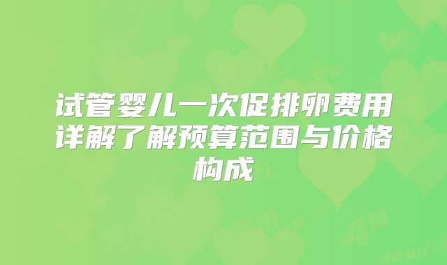 试管婴儿一次促排卵费用详解了解预算范围与价格构成