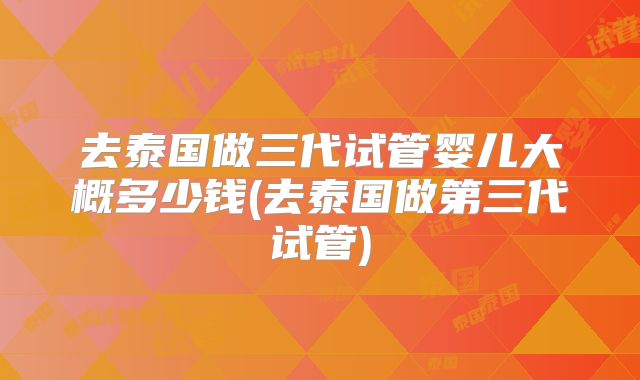 去泰国做三代试管婴儿大概多少钱(去泰国做第三代试管)