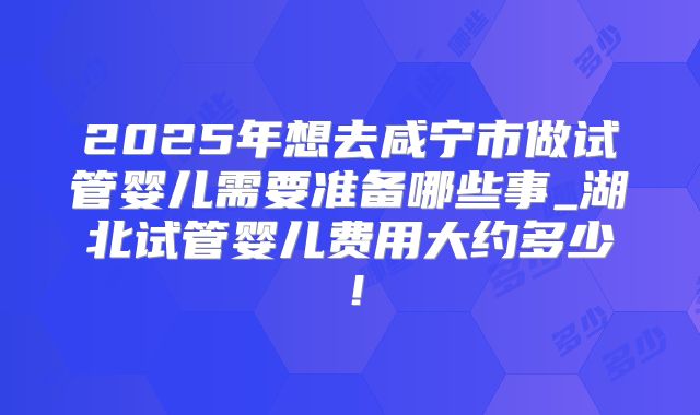 2025年想去咸宁市做试管婴儿需要准备哪些事_湖北试管婴儿费用大约多少！