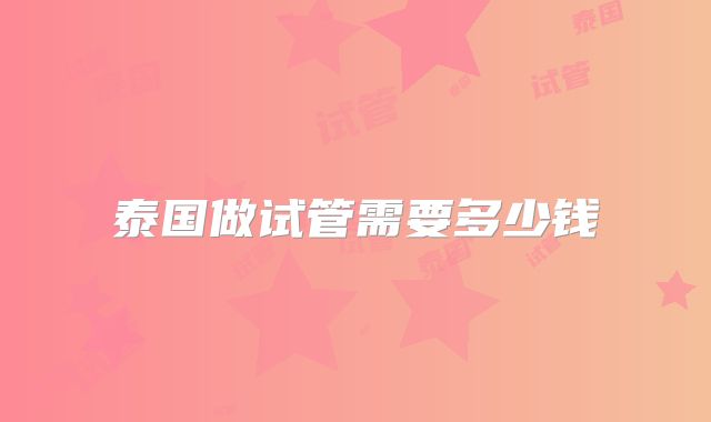 泰国做试管需要多少钱