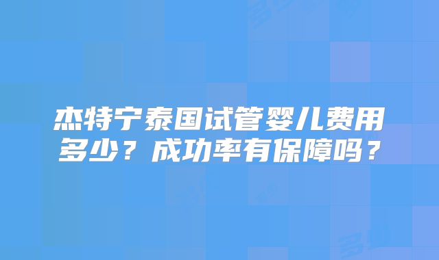 杰特宁泰国试管婴儿费用多少？成功率有保障吗？