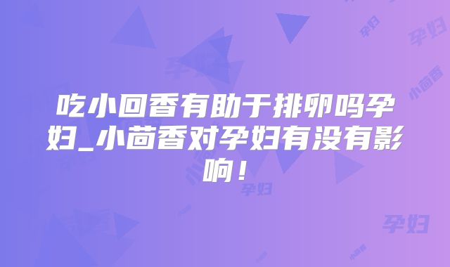 吃小回香有助于排卵吗孕妇_小茴香对孕妇有没有影响!