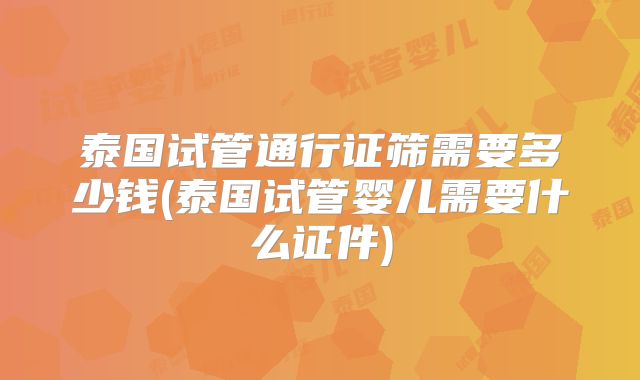 泰国试管通行证筛需要多少钱(泰国试管婴儿需要什么证件)