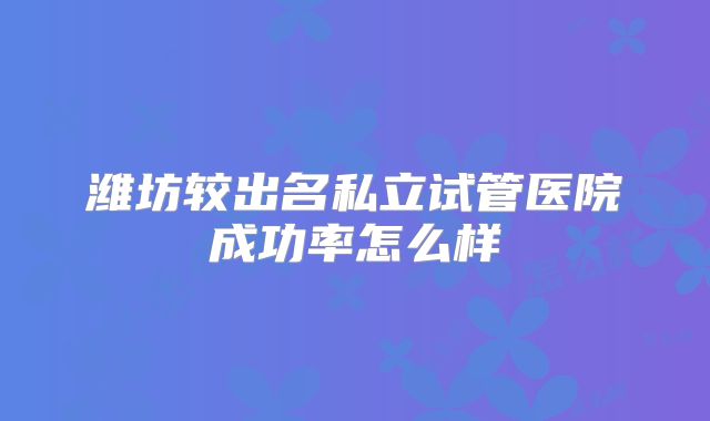 潍坊较出名私立试管医院成功率怎么样