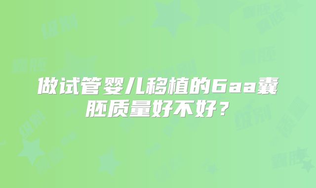做试管婴儿移植的6aa囊胚质量好不好？