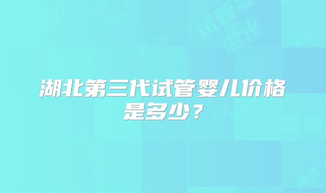湖北第三代试管婴儿价格是多少?