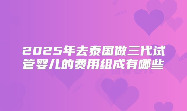 2025年去泰国做三代试管婴儿的费用组成有哪些