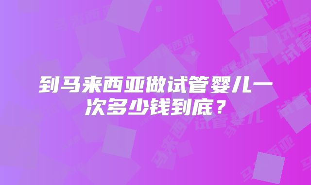 到马来西亚做试管婴儿一次多少钱到底?