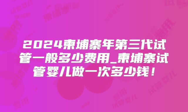 2024柬埔寨年第三代试管一般多少费用_柬埔寨试管婴儿做一次多少钱!