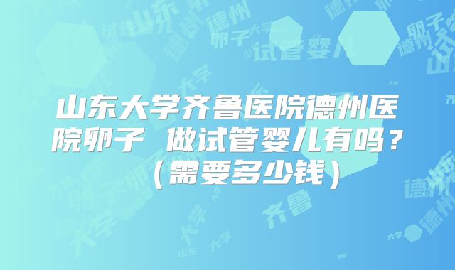 山东大学齐鲁医院德州医院卵子 做试管婴儿有吗？（需要多少钱）