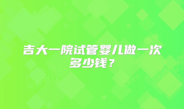 吉大一院试管婴儿做一次多少钱？