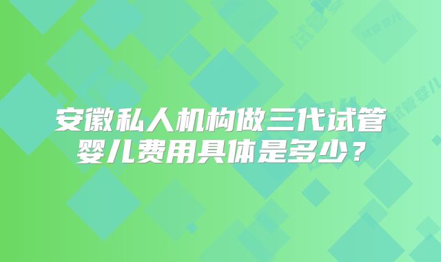 安徽私人机构做三代试管婴儿费用具体是多少？