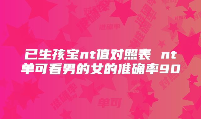 已生孩宝nt值对照表 nt单可看男的女的准确率90