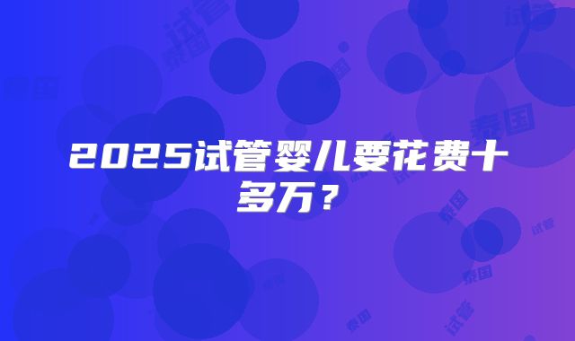 2025试管婴儿要花费十多万？